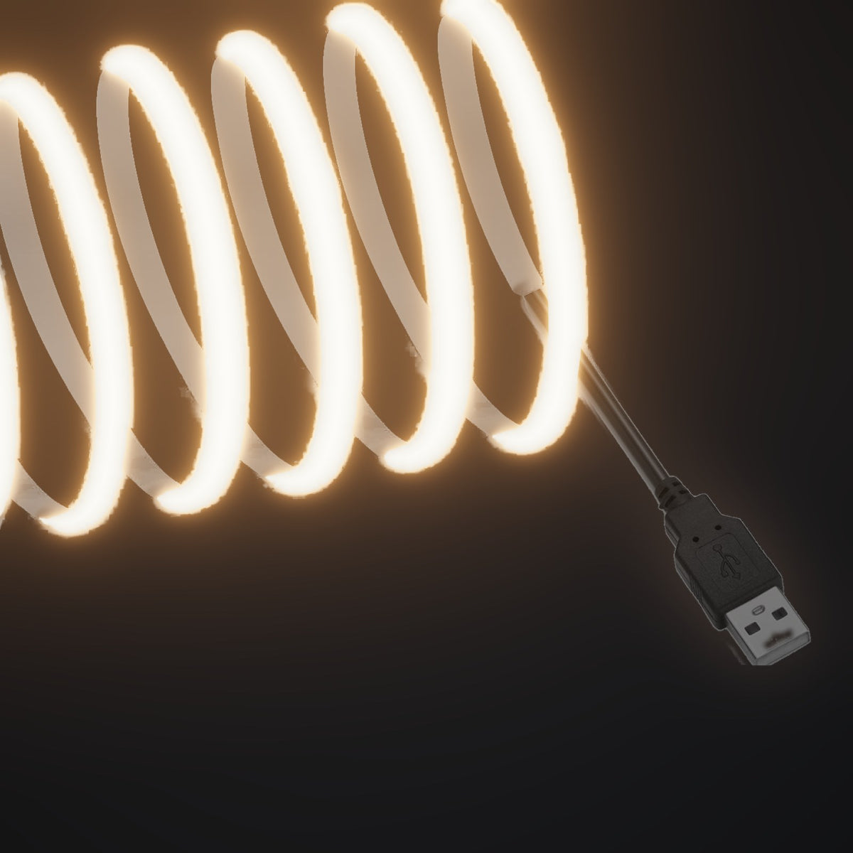 Linework COB strip in 3000K soft warm white, with USB-A plug