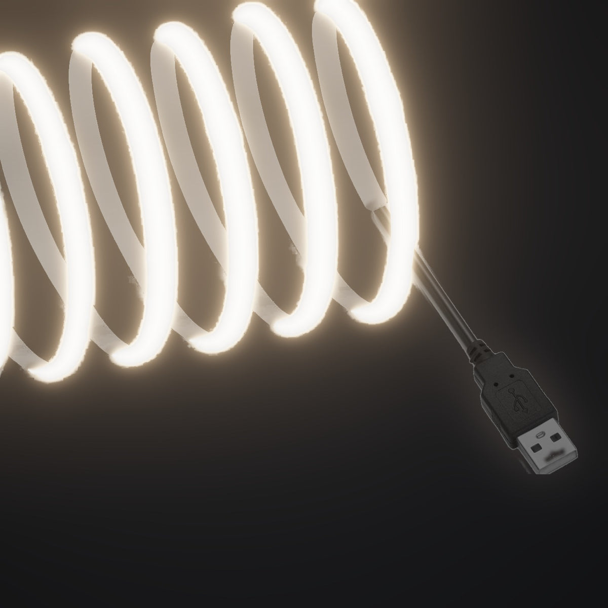 Linework COB strip in 4000K natural white, with USB-A plug