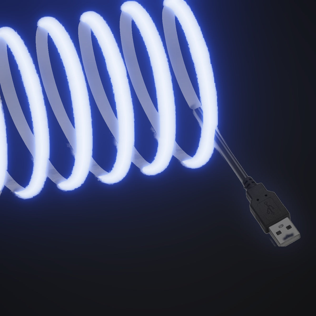 Linework COB strip in blue, with USB-A plug
