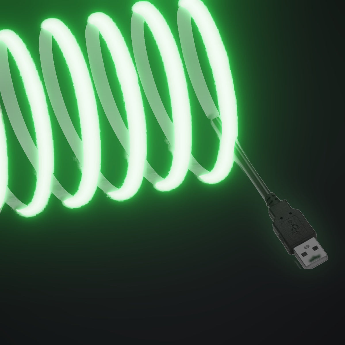 Linework COB strip in green, with USB-A plug