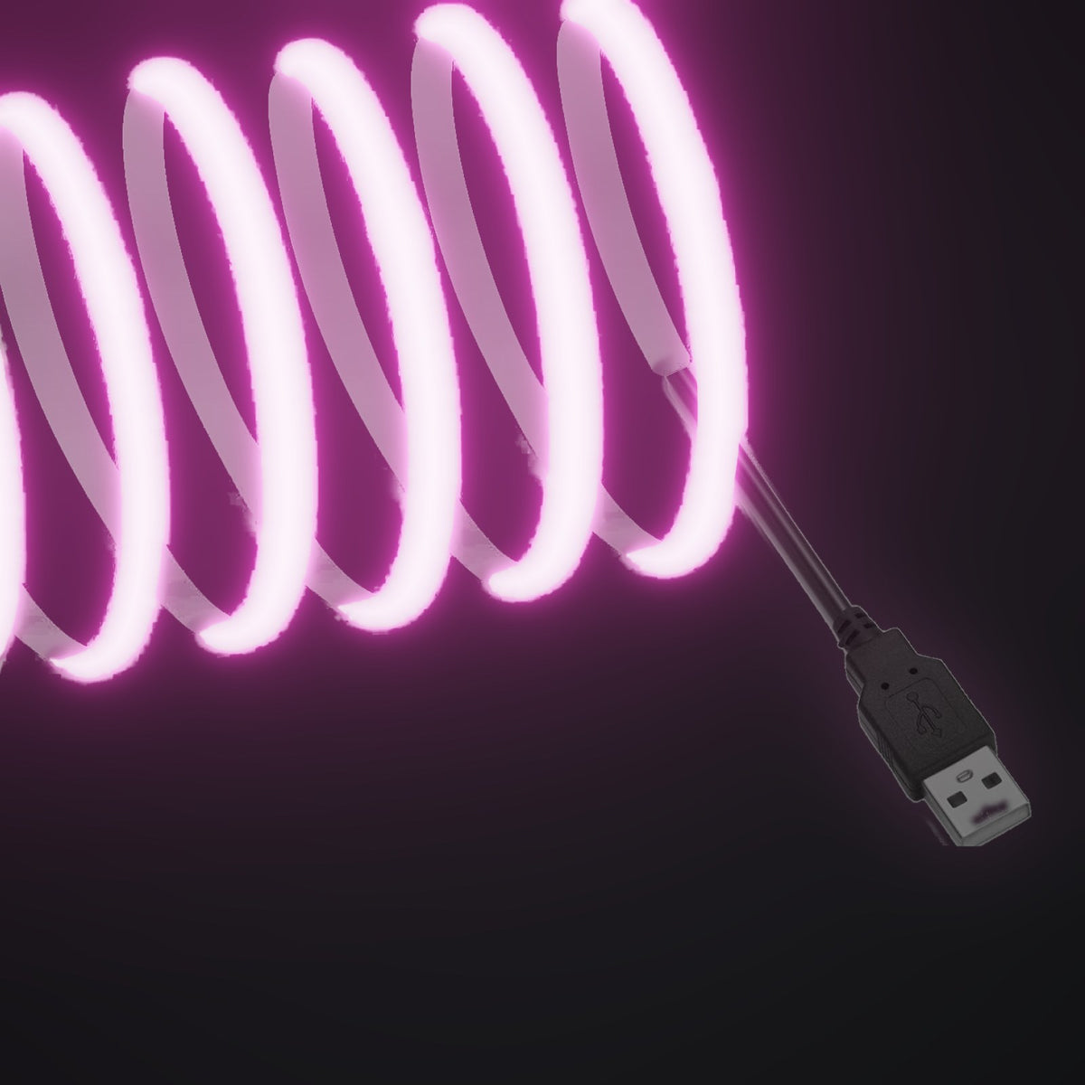 Linework COB strip in pink, with USB-A plug