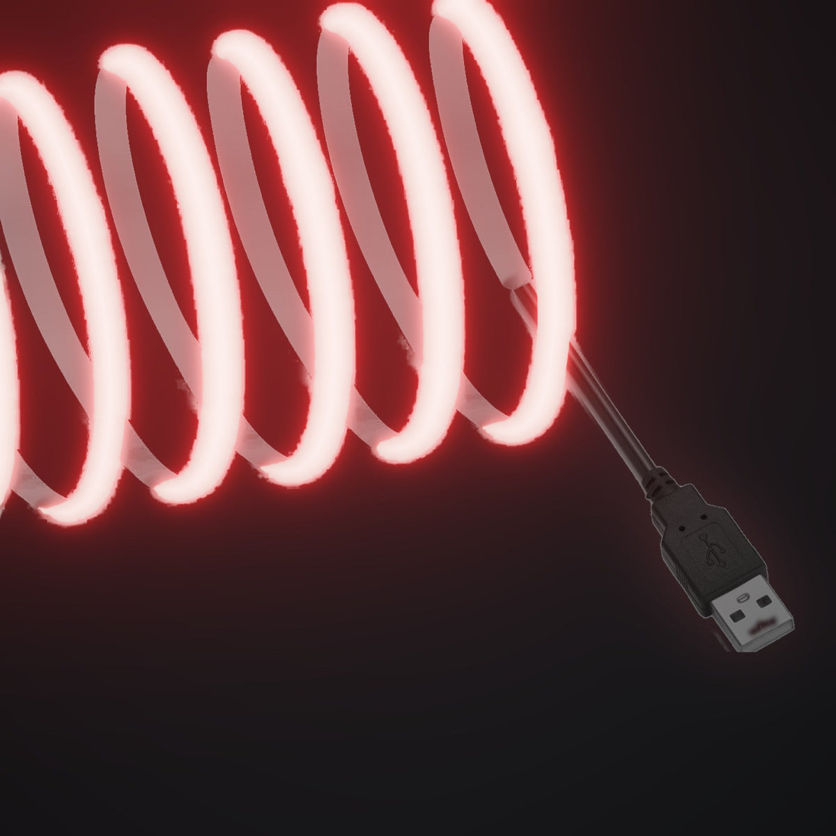 Linework COB strip in red, with USB-A plug