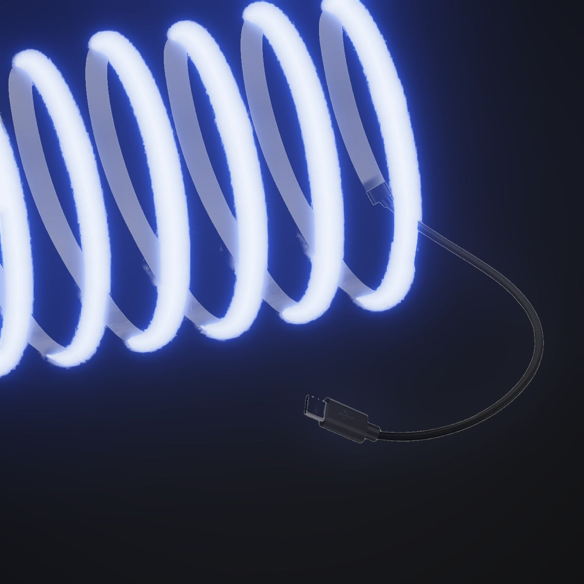 Linework COB strip in blue, with USB-C plug