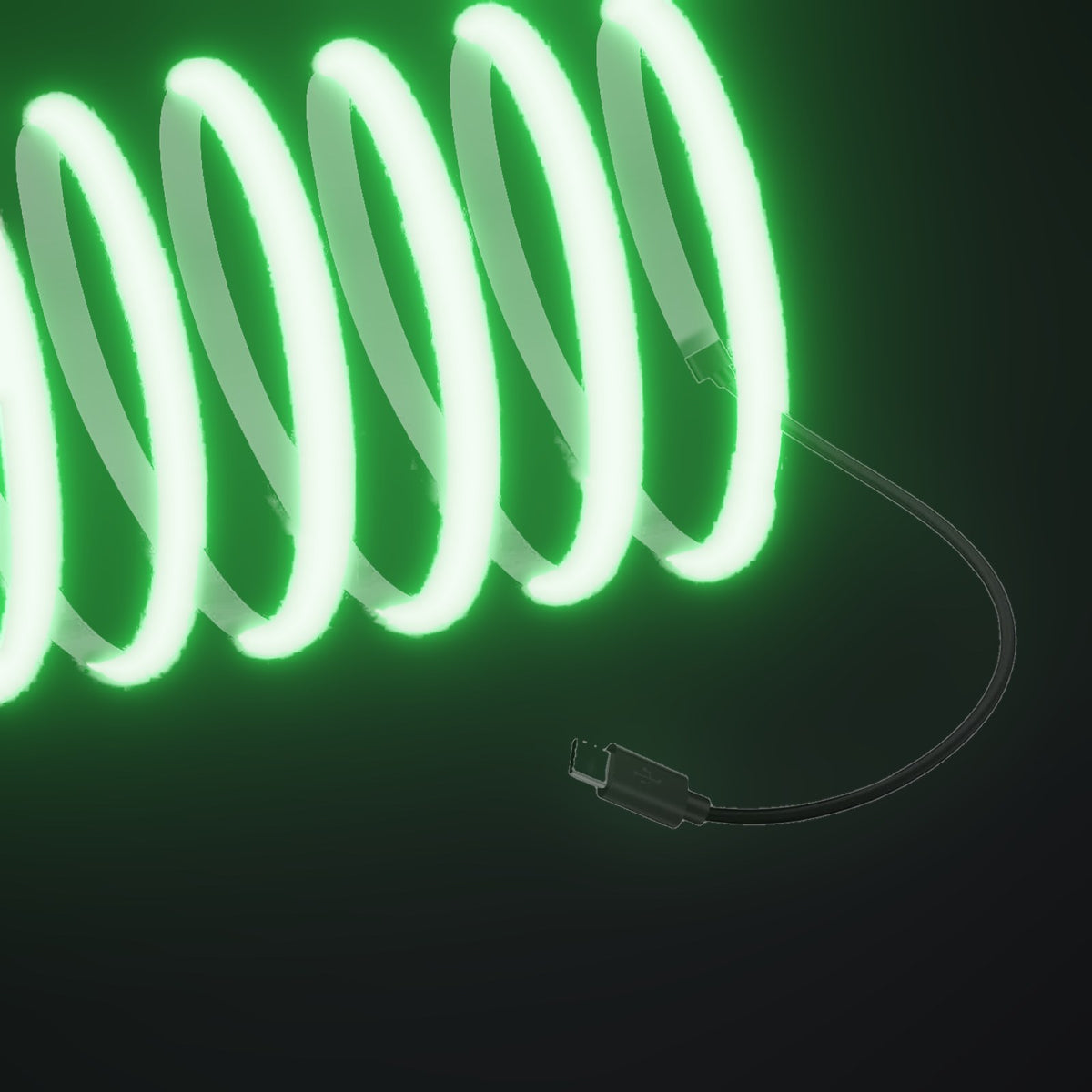 Linework COB strip in green, with USB-C plug