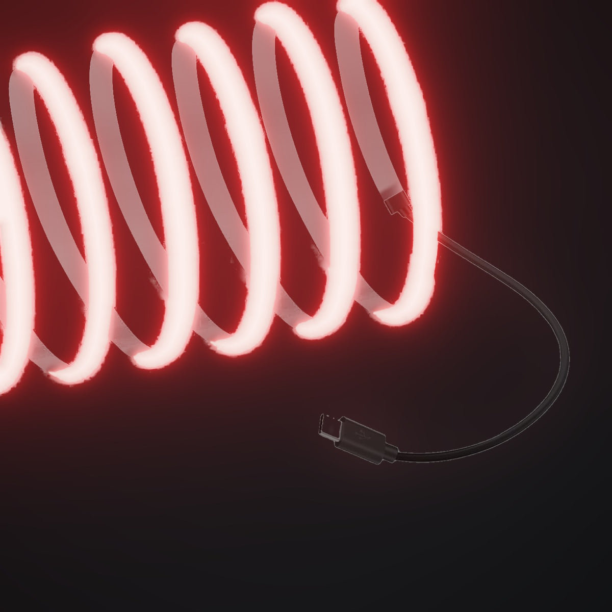 Linework COB strip in red, with USB-C plug